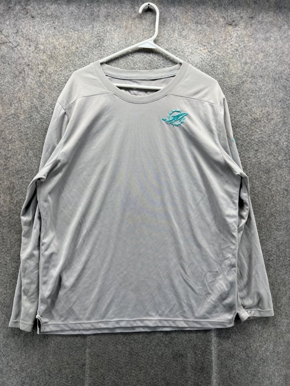 Miami Dolphins Shirt Mens XL Gray NFL Football Nike Dri Fit Long Sleeve